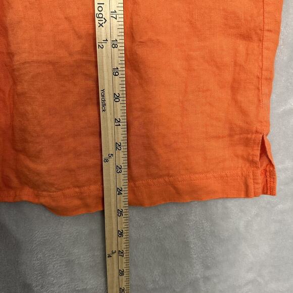Boxy Linen Popover Shirt Collared Orange Fall Artsy USA Vtg Women’s Medium - Picture 10 of 11